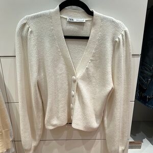 Zara sweater cardigan puff sleeve S